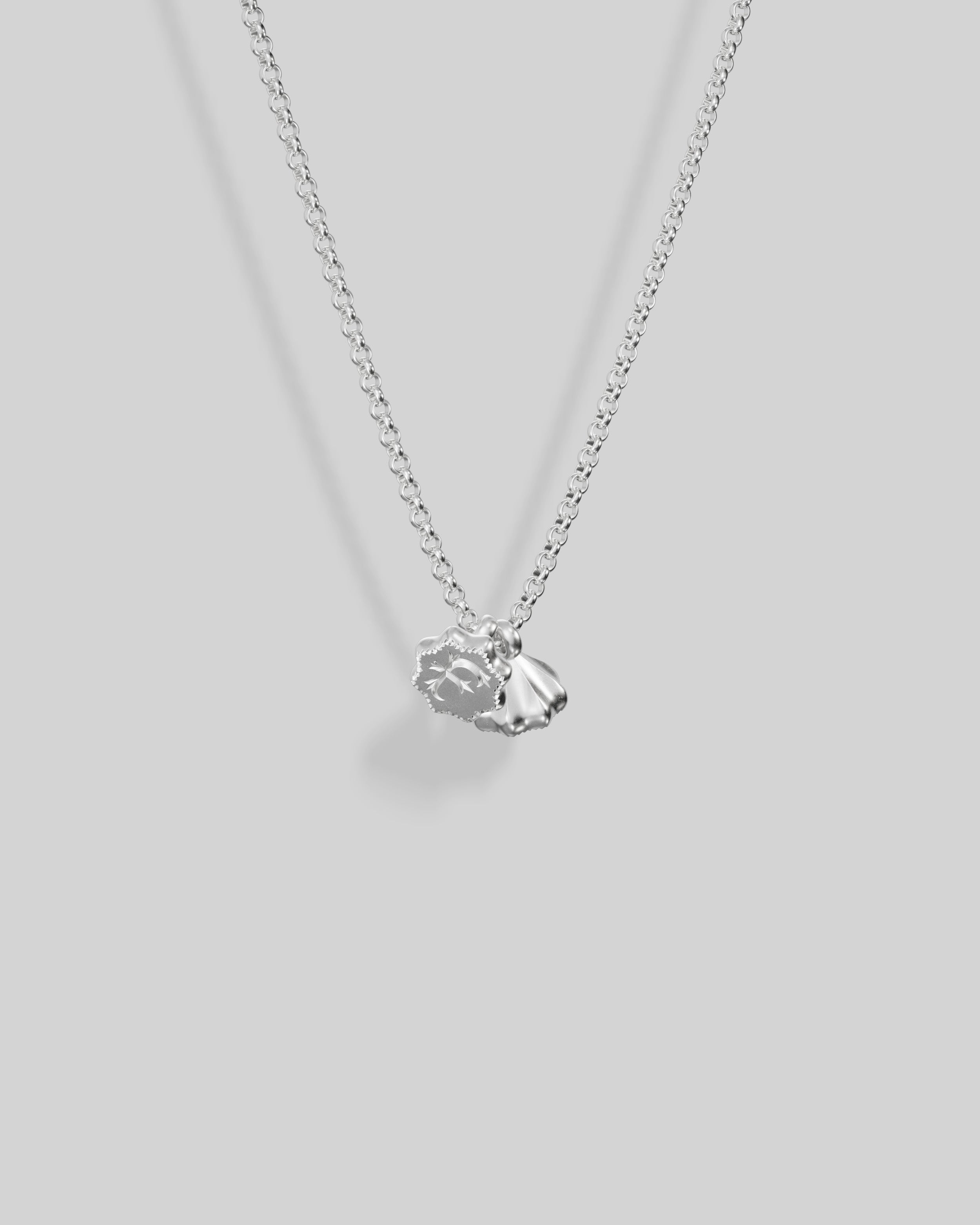 Double Initialed Iced Gem Charm Necklace